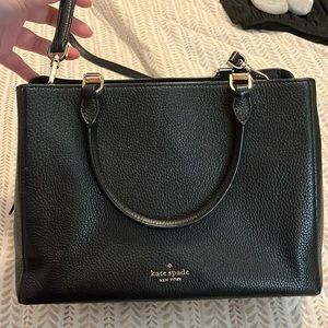 EUC Kate Spade Black Leila Medium Triple Compartment Satchel Purse